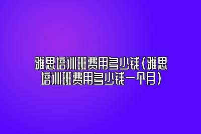 雅思培训班费用多少钱(雅思培训班费用多少钱一个月)