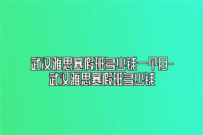 武汉雅思寒假班多少钱一个月-武汉雅思寒假班多少钱