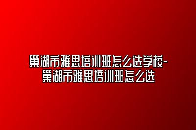 巢湖市雅思培训班怎么选学校-巢湖市雅思培训班怎么选