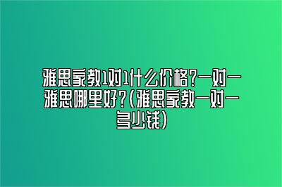 雅思家教1对1什么价格？一对一雅思哪里好？(雅思家教一对一多少钱)