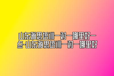 山东雅思培训一对一哪里好一点-山东雅思培训一对一哪里好