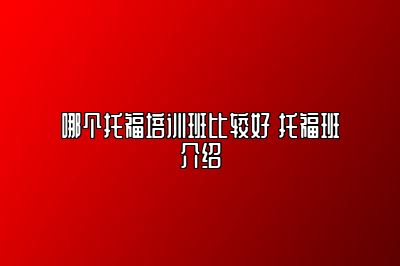 哪个托福培训班比较好 托福班介绍