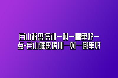 白山雅思培训一对一哪里好一点-白山雅思培训一对一哪里好