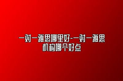 一对一雅思哪里好-一对一雅思机构哪个好点