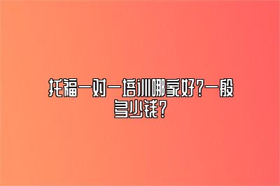 托福一对一培训哪家好？一般多少钱？