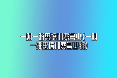 一对一雅思培训费多少(一对一雅思培训费多少钱)