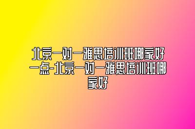 北京一对一雅思培训班哪家好一点-北京一对一雅思培训班哪家好