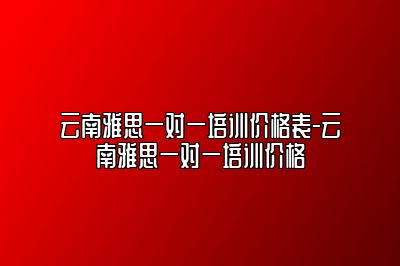 云南雅思一对一培训价格表-云南雅思一对一培训价格