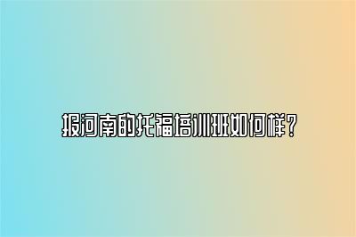 报河南的托福培训班如何样？