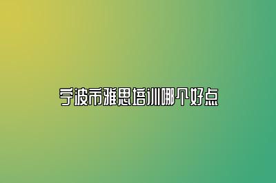 宁波市雅思培训哪个好点