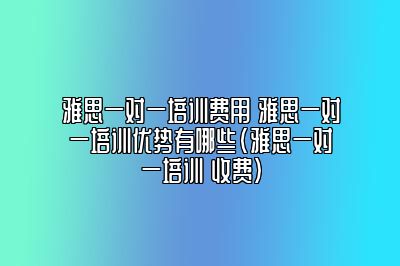 雅思一对一培训费用 雅思一对一培训优势有哪些(雅思一对一培训 收费)