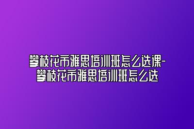 攀枝花市雅思培训班怎么选课-攀枝花市雅思培训班怎么选