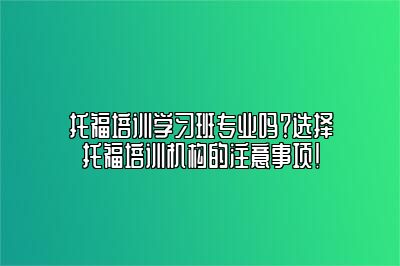 托福培训学习班专业吗？选择托福培训机构的注意事项！