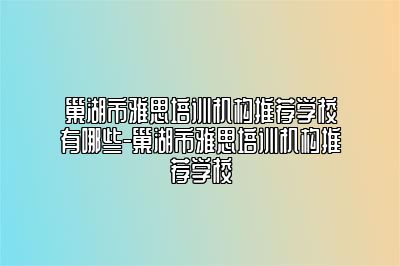 巢湖市雅思培训机构推荐学校有哪些-巢湖市雅思培训机构推荐学校