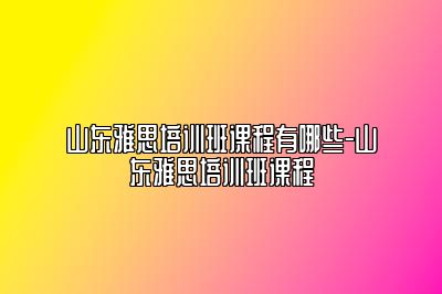 山东雅思培训班课程有哪些-山东雅思培训班课程