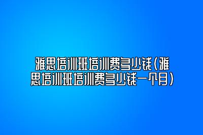 雅思培训班培训费多少钱(雅思培训班培训费多少钱一个月)