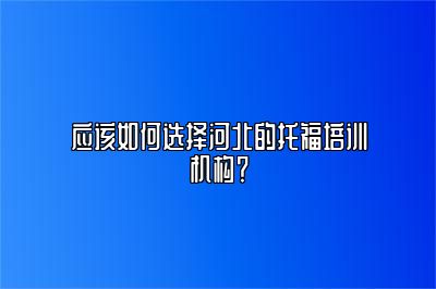 应该如何选择河北的托福培训机构？