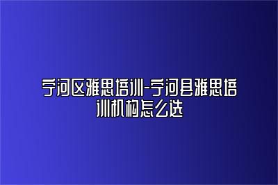 宁河区雅思培训-宁河县雅思培训机构怎么选