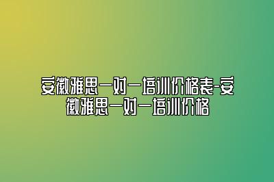 安徽雅思一对一培训价格表-安徽雅思一对一培训价格