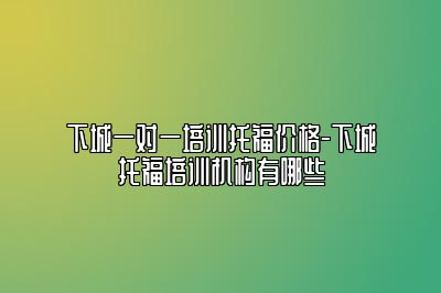 下城一对一培训托福价格-下城托福培训机构有哪些