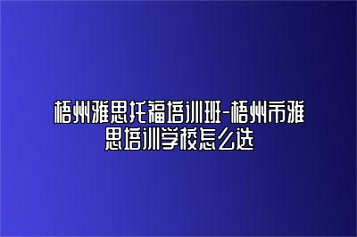 梧州雅思托福培训班-梧州市雅思培训学校怎么选