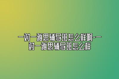 一对一雅思辅导班怎么样啊-一对一雅思辅导班怎么样