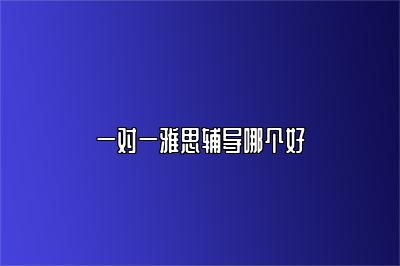 一对一雅思辅导哪个好