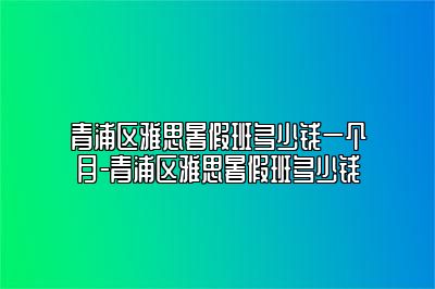 青浦区雅思暑假班多少钱一个月-青浦区雅思暑假班多少钱