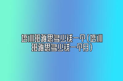 培训班雅思多少钱一个(培训班雅思多少钱一个月)