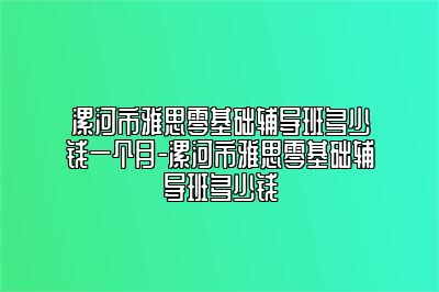 漯河市雅思零基础辅导班多少钱一个月-漯河市雅思零基础辅导班多少钱