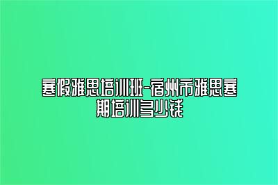 寒假雅思培训班-宿州市雅思寒期培训多少钱