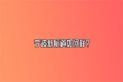 宁波新航道如何样？