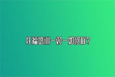 托福培训一对一如何样？