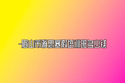 -眉山市雅思寒假培训班多少钱