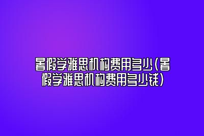 暑假学雅思机构费用多少(暑假学雅思机构费用多少钱)