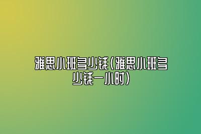 雅思小班多少钱(雅思小班多少钱一小时)