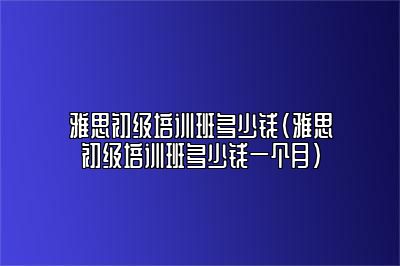 雅思初级培训班多少钱(雅思初级培训班多少钱一个月)