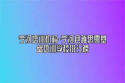 宁河培训机构-宁河县雅思零基础培训学校排行榜