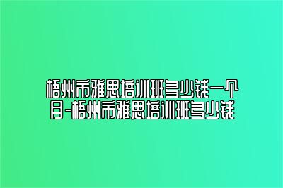 梧州市雅思培训班多少钱一个月-梧州市雅思培训班多少钱