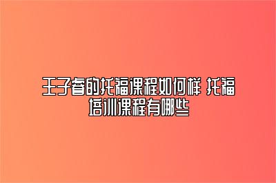 王子睿的托福课程如何样 托福培训课程有哪些