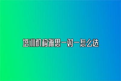 培训机构雅思一对一怎么选