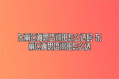 东丽区雅思培训班怎么选的-东丽区雅思培训班怎么选