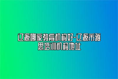 辽源哪家教育机构好-辽源市雅思培训机构地址