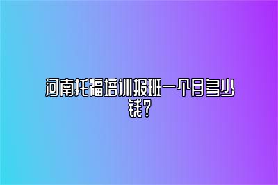 河南托福培训报班一个月多少钱？