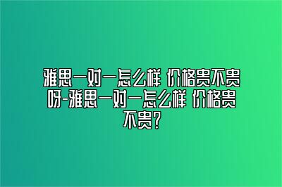 雅思一对一怎么样 价格贵不贵呀-雅思一对一怎么样 价格贵不贵？