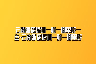 云南雅思培训一对一哪里好一点-云南雅思培训一对一哪里好