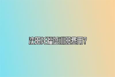 沈阳托福培训班费用？