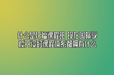 什么是托福课程班 现在国际学校开设的课程体系都拥有什么