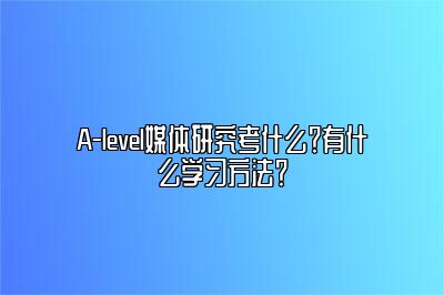 A-level媒体研究考什么？有什么学习方法？