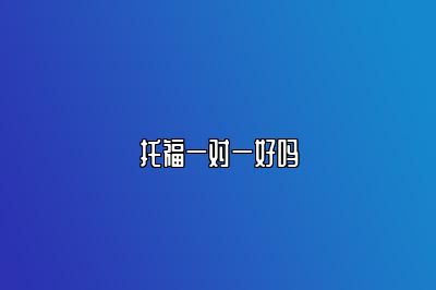 托福一对一好吗